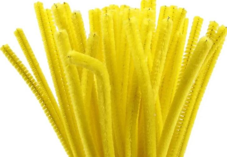 Deco chenille draad geel 50 stuks dikte 6 mm lengte 30 cm, Hobby en Vrije tijd, Knutselen, Nieuw, Materiaal, Ophalen of Verzenden
