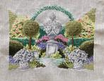 Borduurwerk, zijde, tuin, bloem, plant, vintage, Ophalen