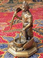 Antiek koper beeldje uit India van man met een cobra 7,6 cm., Antiek en Kunst, Ophalen of Verzenden