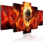 232 Vlammen Doodshoofd 5 Luik Canvas Schilderij 200x100 XXL, Ophalen
