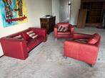 Tweesits bank en twee fauteuils leer !, Huis en Inrichting, Ophalen of Verzenden, Zo goed als nieuw, Leer