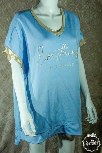 T-Shirt met v-hals Everything is possible blauw nieuw beschikbaar voor biedingen