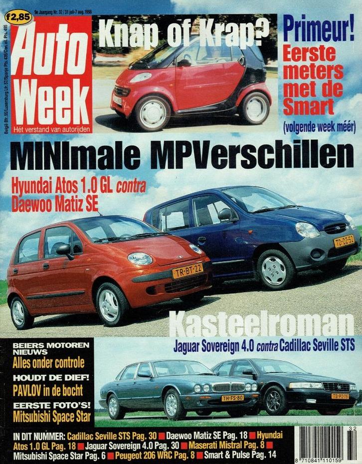 Autoweek 1998 nr. 32 (o.a. Daewoo Matiz & Hyundai Atos), Boeken, Auto's | Folders en Tijdschriften, Gelezen, Algemeen, Verzenden