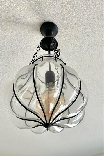 Antieke glazen plafond lampen staal (2 Venetiaanse modellen) beschikbaar voor biedingen