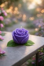 Paarse Roos Kaars - Sfeervolle Decoratie, Ophalen, Nieuw, Overige materialen, Minder dan 25 cm