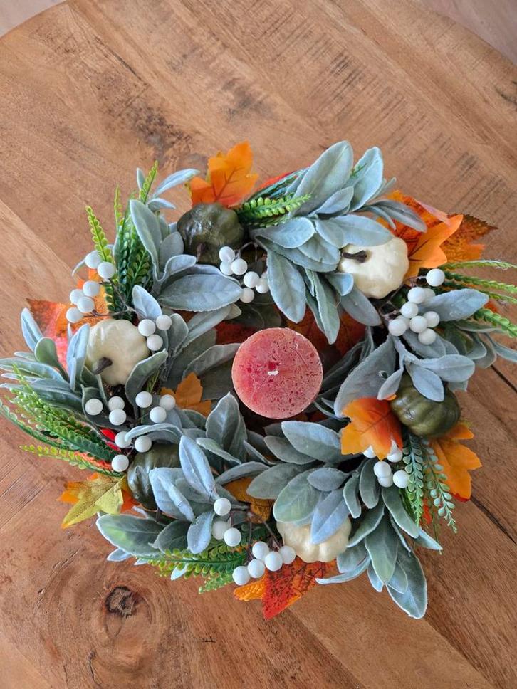 Herfstkrans. Kunst., Huis en Inrichting, Woonaccessoires | Kandelaars en Kaarsen, Nieuw, Kandelaar, Minder dan 25 cm, Overige materialen