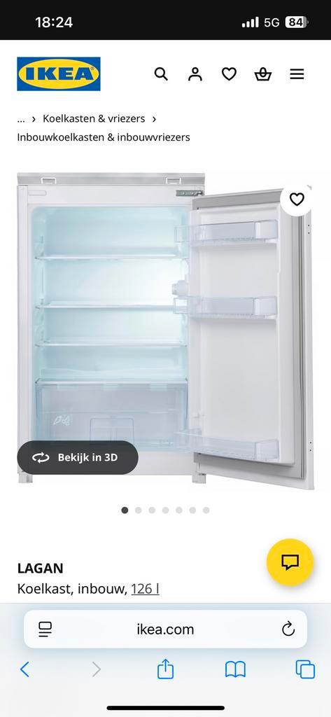 Inbouw ikea (Lagnan) koelkast, Witgoed en Apparatuur, Koelkasten en IJskasten, Nieuw, Zonder vriesvak, Minder dan 75 liter, 85 tot 120 cm