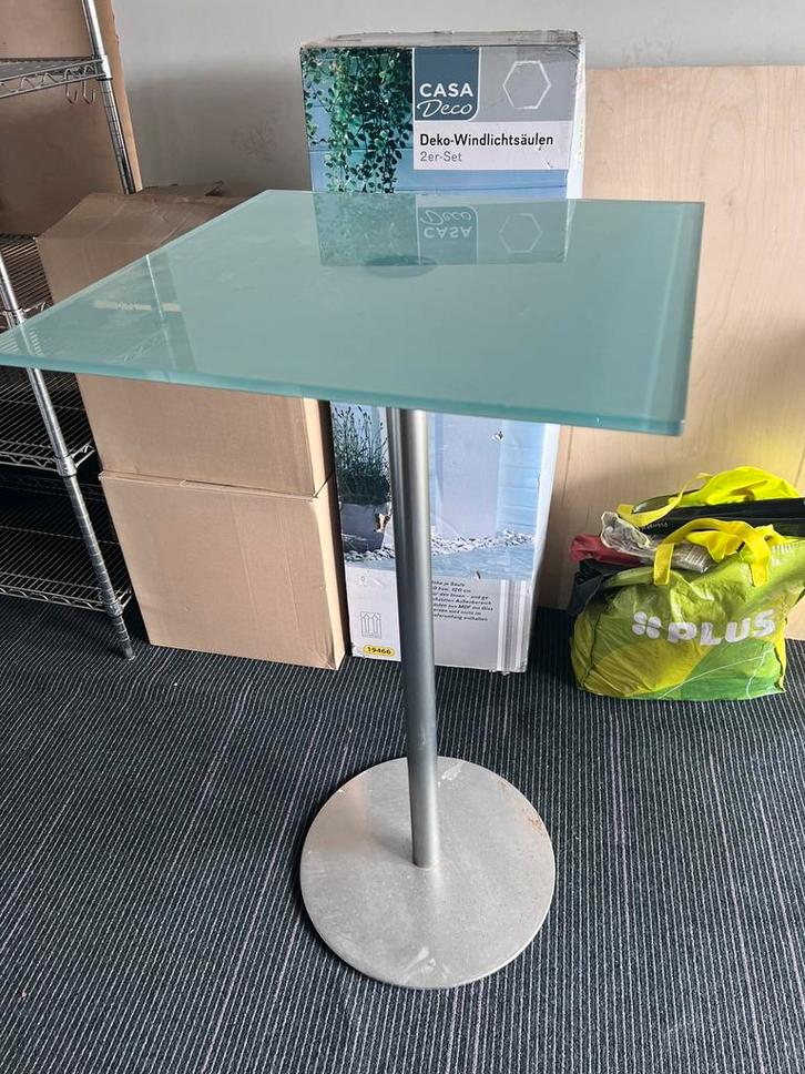 Staande Bartafel / Bistrotafel – Glas en Metaal, Huis en Inrichting, Tafels | Statafels, Zo goed als nieuw, Ophalen of Verzenden