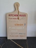 Leuk houten tekstbord met "Kitchen rules"., Ophalen of Verzenden, Zo goed als nieuw