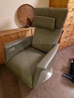 Prominent sta op stoel, eucalyptus groen, leren bekleding, Huis en Inrichting, Fauteuils, Ophalen, Gebruikt, Minder dan 75 cm