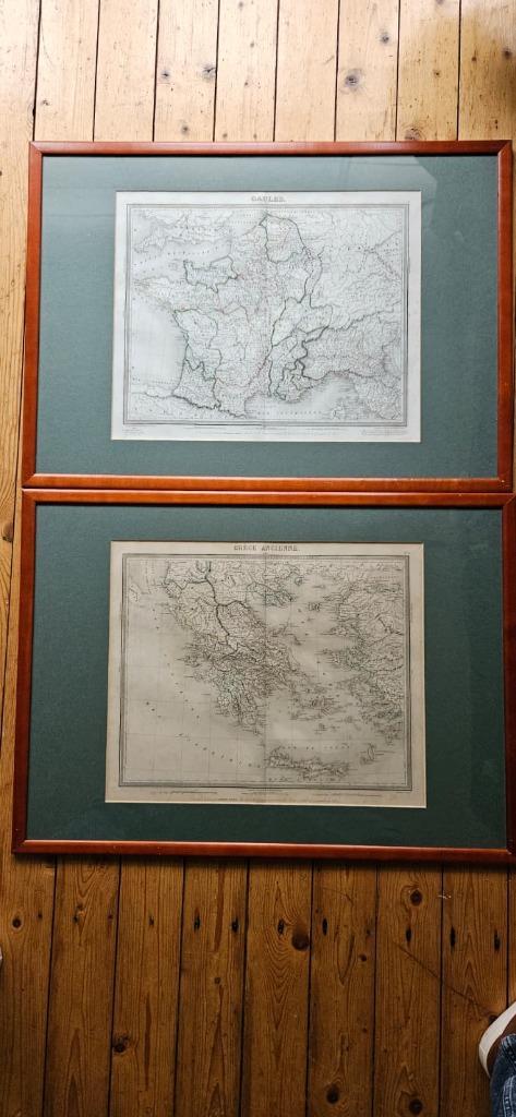 Historische landkaarten Griekenland en Frankrijk, Boeken, Atlassen en Landkaarten, Zo goed als nieuw, Landkaart, Europa Overig