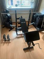 HALTERBANK ZWART COMPLETE SET KUNSTSTOF MET EXTRA ARTIKELEN., Ophalen, Nieuw, Benen, Fitnessbank