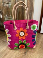 Rieten Tas met Bloemen, Sieraden, Tassen en Uiterlijk, Ophalen of Verzenden, Nieuw, Groen, Shopper