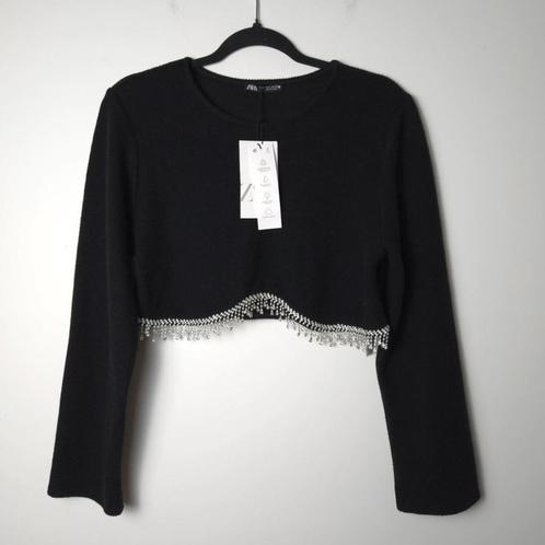 Zara crop top m nieuwe glitter, Kleding | Dames, Tops, Nieuw, Maat 38/40 (M), Zwart, Korte mouw, Verzenden