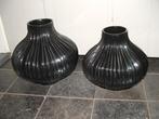 2x vase plissay - 2x plissé vaas ( groot en klein), Zwart, Ophalen of Verzenden, Minder dan 50 cm, Glas