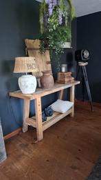 HOUTEN WERKBANK/ SIDETABLE MET ONDERPLANK, Ophalen of Verzenden, Gebruikt