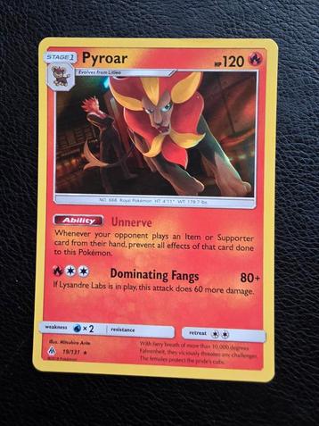 Pyroar #19 sun moon forbidden light holo beschikbaar voor biedingen