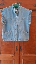 gilet van spijkerstof ,met leuke roezelmouwtjes, Ophalen of Verzenden, Nieuw, Maat 42/44 (L), Blauw