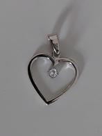 WITGOUD HANGER HART VORM MET 0.04 CT NATUURLIJKE DIAMANT, Sieraden, Tassen en Uiterlijk, Kettinghangers, Gebruikt, Wit, Ophalen of Verzenden