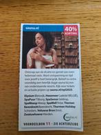 Kortingsbon voor diverse sauna's, 40 % zie omschrijving, Tickets en Kaartjes, Eén persoon, Kortingsbon, Spa of Sauna