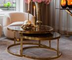 Richmond Interiors salontafelset marmerlook & goud, Huis en Inrichting, Tafels | Salontafels, Ophalen, Overige materialen, 50 tot 100 cm