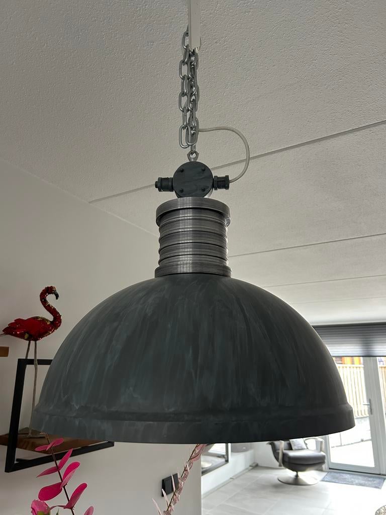 Industriële grijze plafondlamp Steinhauer type Brooklyn, Ophalen, Zo goed als nieuw, Metaal, Minder dan 50 cm