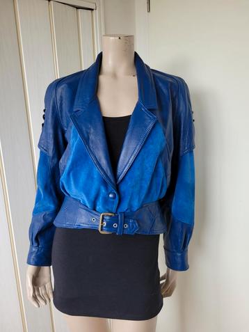 Vintage leren jas blauw zeldzaam maat S/M beschikbaar voor biedingen