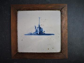 Een Delftsblauw tegel met landschap huis met woontoren toren beschikbaar voor biedingen