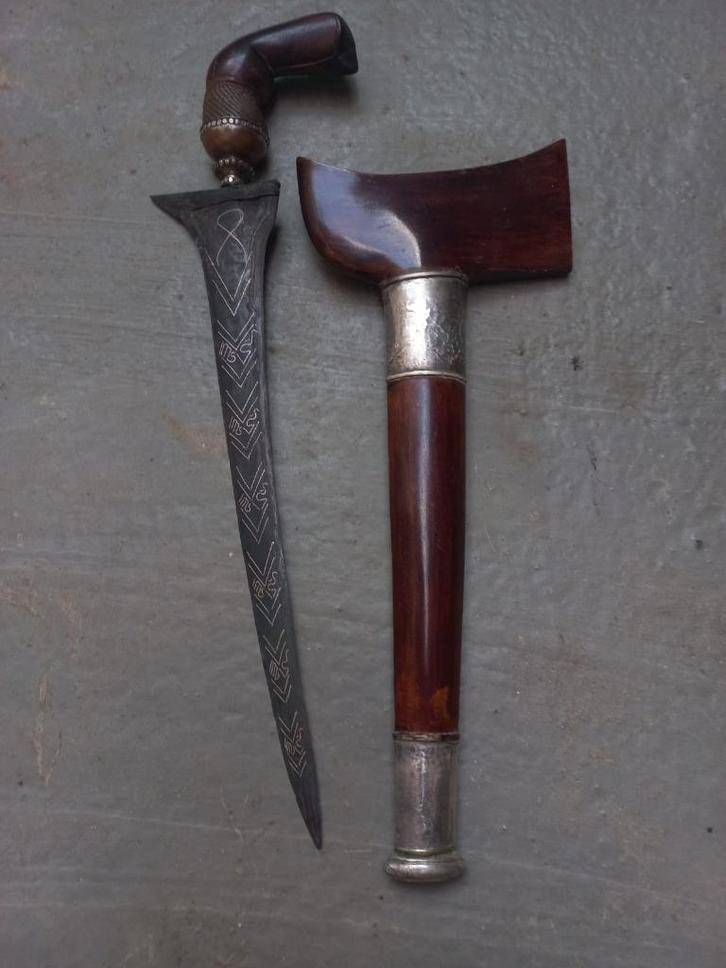 Antieke Kris Bugis Sepukal Pamor Berajah Arab Zilver LGA59, Antiek en Kunst, Kunst | Niet-Westerse kunst, Verzenden