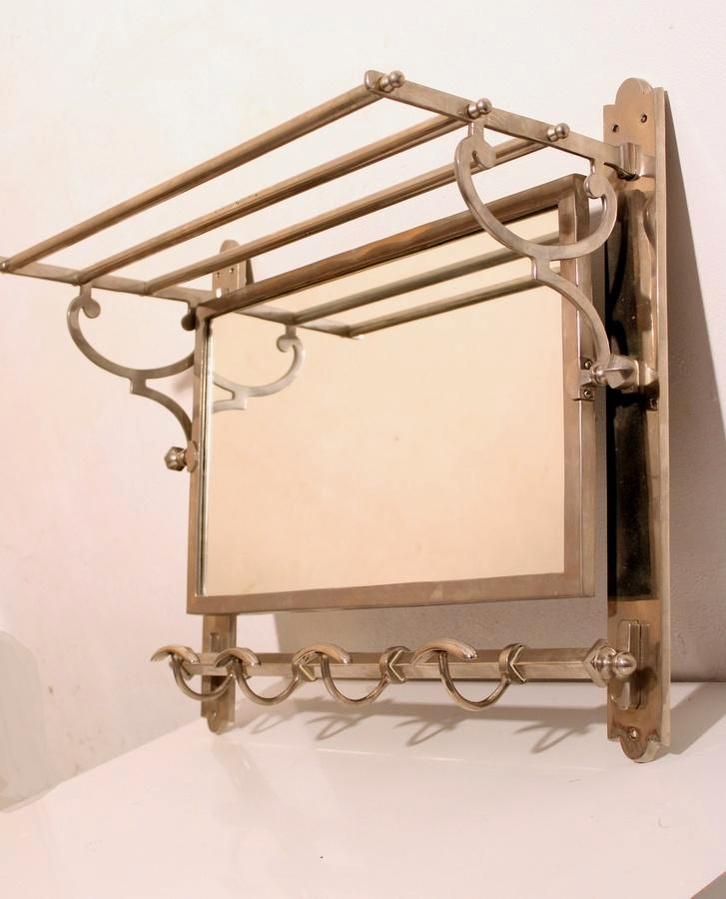 Jugendstil kapstok met spiegel, Huis en Inrichting, Woonaccessoires | Kapstokken, Gebruikt, Wandkapstok, Metaal, Ophalen