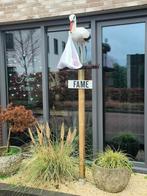 Geboortebord/Aankondiging met Ei en Ooievaar, Ophalen of Verzenden, Gebruikt, Geboortebord