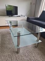 Glazen salontafel met onderblad, Ophalen, Gebruikt, 100 tot 150 cm, 50 tot 100 cm