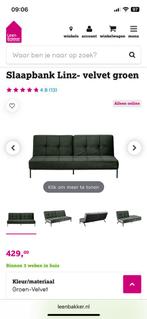 Groene velvet slaapbank, Huis en Inrichting, Slaapkamer | Slaapbanken, Ophalen, Zo goed als nieuw, Groen, 200 cm