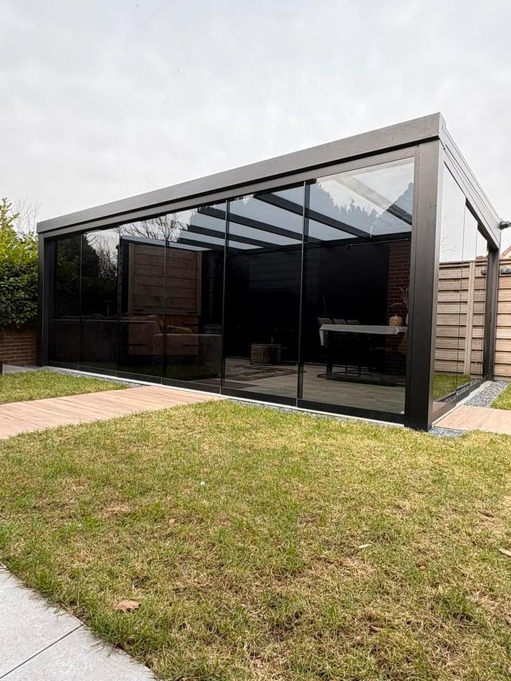Glazen schuifwanden Veranda Serre Overkapping, Tuin en Terras, Overkappingen, Nieuw, Veranda, Ophalen