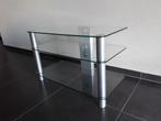 Glazen TV meubel met aluminium poten, Huis en Inrichting, Kasten | Televisiemeubels, Ophalen, 50 tot 100 cm, Minder dan 100 cm