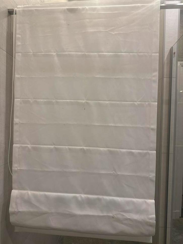 2 vouwgordijnen, Huis en Inrichting, Stoffering | Gordijnen en Lamellen, Gebruikt, 100 tot 150 cm, 100 tot 150 cm, Wit, Ophalen