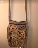 Leren schoudertas met animal print en franjes, Ophalen of Verzenden, Zo goed als nieuw, Bruin, Schoudertasje