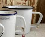 Vintage / emaille litermaat / 2 liter / wit met zwarte bies, Antiek en Kunst, Ophalen of Verzenden