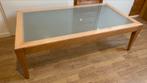 Salontafel hout melkglas, Huis en Inrichting, Tafels | Salontafels, Ophalen, Gebruikt, 100 tot 150 cm, 50 tot 100 cm