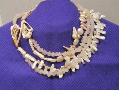 Opvallende ketting van parels en bergkristal, Sieraden, Tassen en Uiterlijk, Kettingen, Nieuw, Steen of Mineraal, Ophalen of Verzenden
