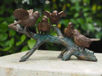 5 VOGELS OP TAK / bronzen beeld / nieuw beschikbaar voor biedingen