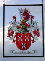 Geneologie Heraldiek familiewapen glas in lood voorzetraam, Ophalen of Verzenden