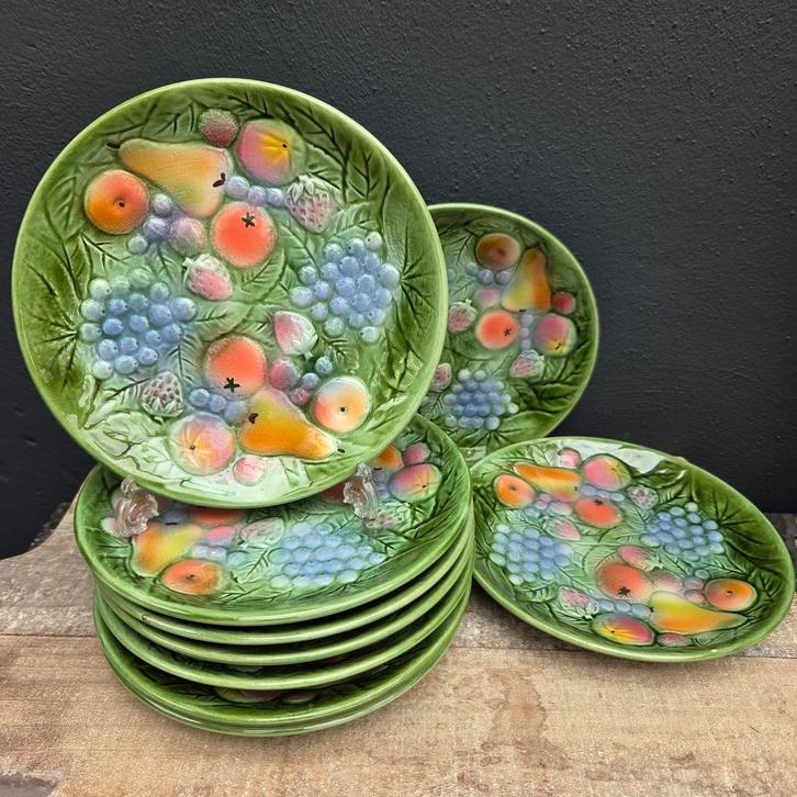 Vintage fruitborden, 9 stuks, Antiek en Kunst, Antiek | Wandborden en Tegels, Ophalen of Verzenden