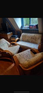 Een mooie manou set bank + twee stoelen, Ophalen, Zo goed als nieuw, Riet of Rotan