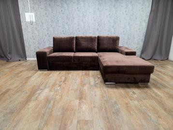 GRATIS BEZORGEN | Zeer Mooi Taupe Velvet Hoekbank beschikbaar voor biedingen