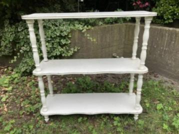 Brocante witte etagère - open rek - open kast met 3 planken beschikbaar voor biedingen
