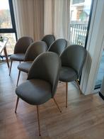6 grijze stoffen eettafelstoelen, Huis en Inrichting, Ophalen, Zo goed als nieuw, Vijf, Zes of meer stoelen, Stof