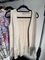 Beige nep suede mouwloos gilet hesje met franjes, Vintage, Vintage, Ophalen of Verzenden, Zo goed als nieuw