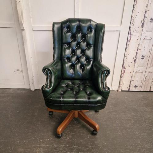 Chesterfield Bureaustoel Senator antiek groen, Antiek en Kunst, Antiek | Meubels | Stoelen en Banken, Ophalen of Verzenden