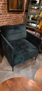 2 groene velvet velours fauteuils Jasmijn en Bank bankstel!, Gebruikt, 75 tot 100 cm, Ophalen of Verzenden, 75 tot 100 cm